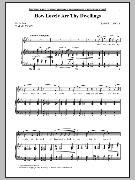 Samuel Liddle How Lovely Are Thy Dwellings Sheet Music Notes & Chords for Piano & Vocal - Download or Print PDF