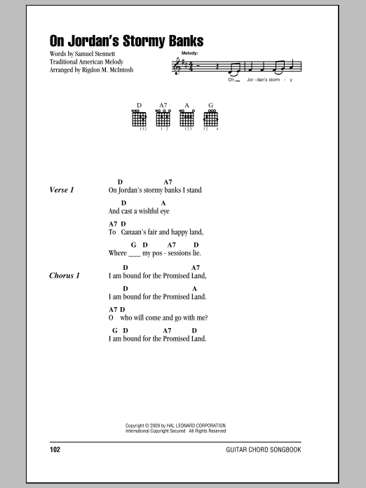 Samuel Stennett On Jordan's Stormy Banks Sheet Music Notes & Chords for Lyrics & Chords - Download or Print PDF