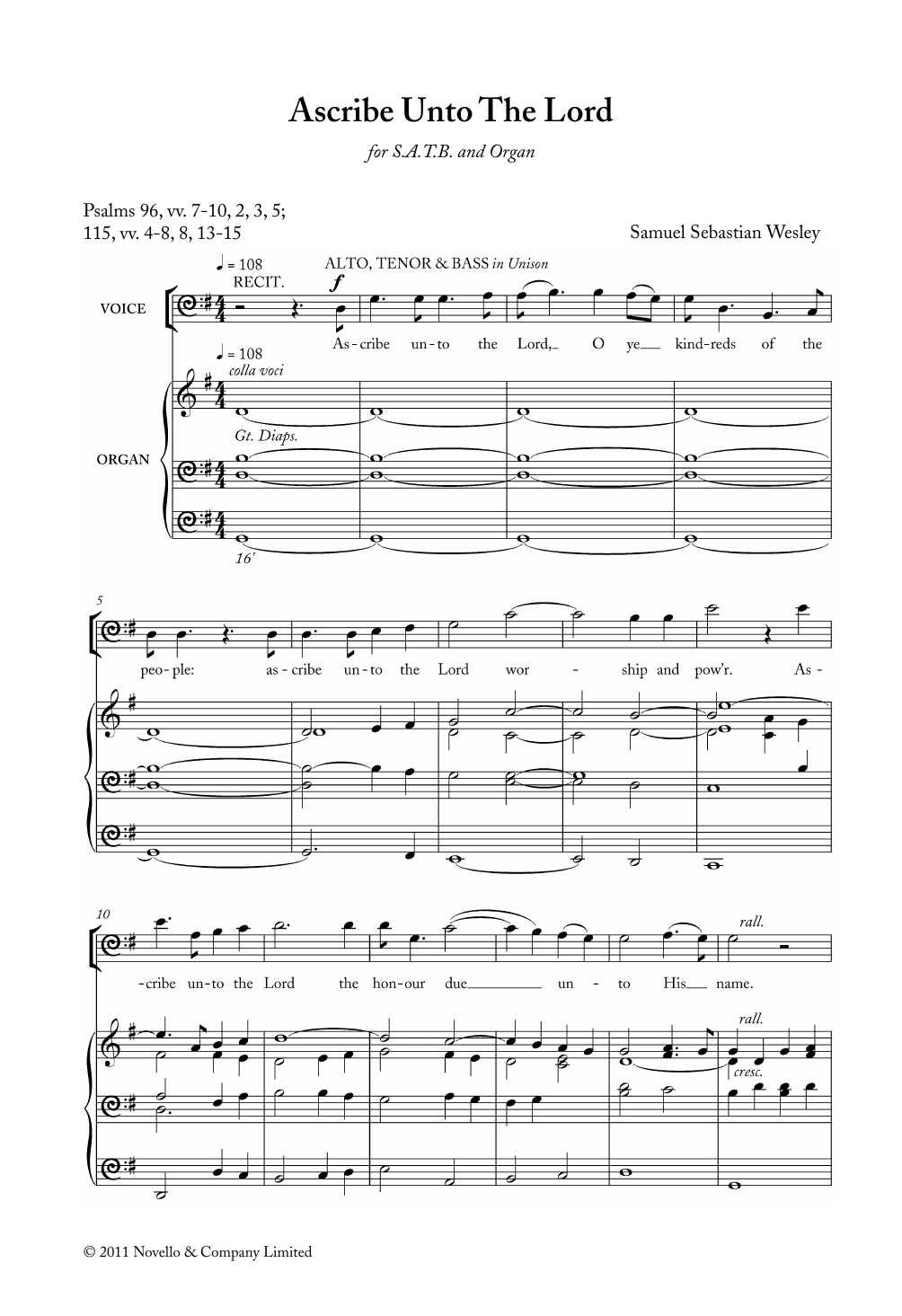 Samuel Wesley Ascribe Unto The Lord Sheet Music Notes & Chords for SATB - Download or Print PDF