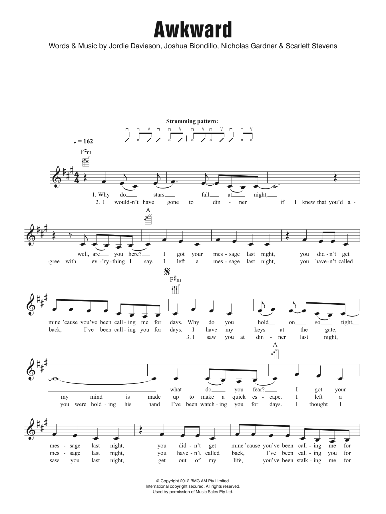 San Cisco Awkward Sheet Music Notes & Chords for Ukulele - Download or Print PDF San Cisco Awkward Sheet Music Notes & Chords for Ukulele - Download or Print PDF