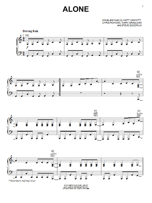 Sanctus Real Alone Sheet Music Notes & Chords for Piano, Vocal & Guitar (Right-Hand Melody) - Download or Print PDF Sanctus Real Alone Sheet Music Notes & Chords for Piano, Vocal & Guitar (Right-Hand Melody) - Download or Print PDF