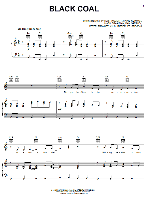 Sanctus Real Black Coal Sheet Music Notes & Chords for Piano, Vocal & Guitar (Right-Hand Melody) - Download or Print PDF Sanctus Real Black Coal Sheet Music Notes & Chords for Piano, Vocal & Guitar (Right-Hand Melody) - Download or Print PDF
