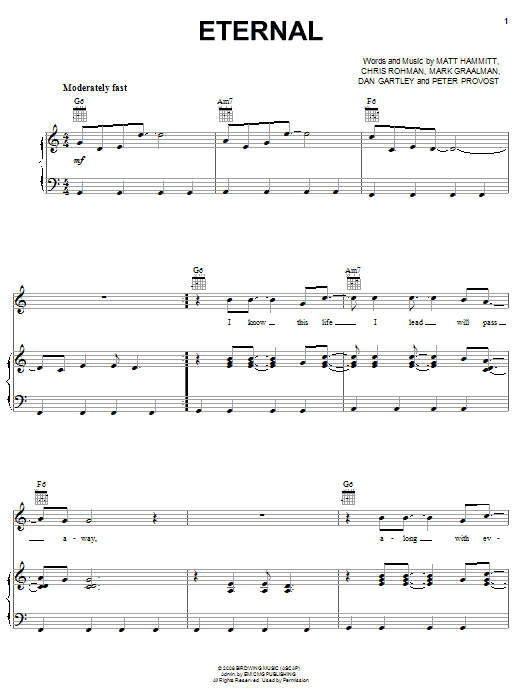 Sanctus Real Eternal Sheet Music Notes & Chords for Piano, Vocal & Guitar (Right-Hand Melody) - Download or Print PDF