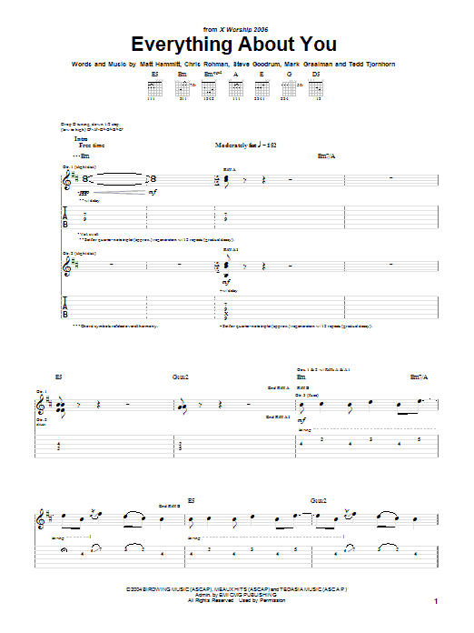 Sanctus Real Everything About You Sheet Music Notes & Chords for Guitar Tab - Download or Print PDF