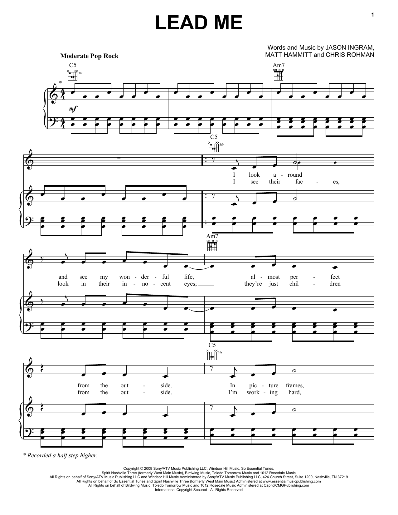 Sanctus Real Lead Me Sheet Music Notes & Chords for Piano, Vocal & Guitar (Right-Hand Melody) - Download or Print PDF