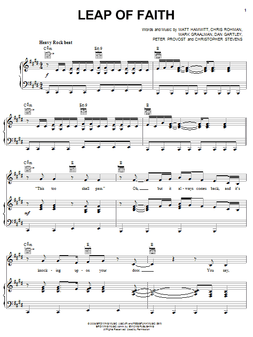 Sanctus Real Leap Of Faith Sheet Music Notes & Chords for Piano, Vocal & Guitar (Right-Hand Melody) - Download or Print PDF