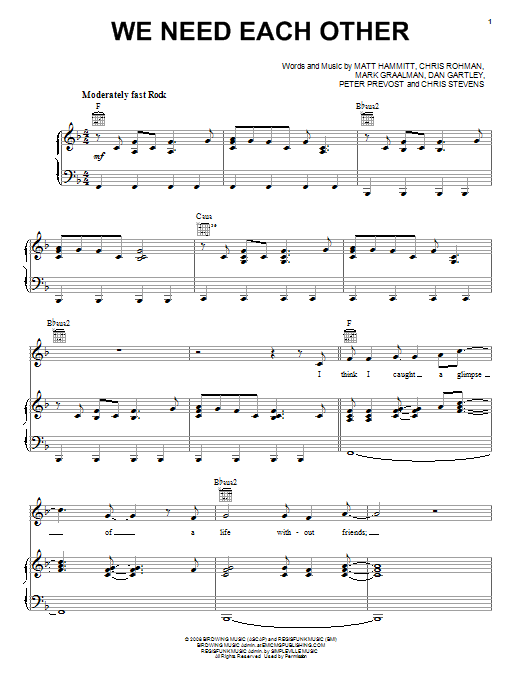 Sanctus Real We Need Each Other Sheet Music Notes & Chords for Piano, Vocal & Guitar (Right-Hand Melody) - Download or Print PDF Sanctus Real We Need Each Other Sheet Music Notes & Chords for Piano, Vocal & Guitar (Right-Hand Melody) - Download or Print PDF
