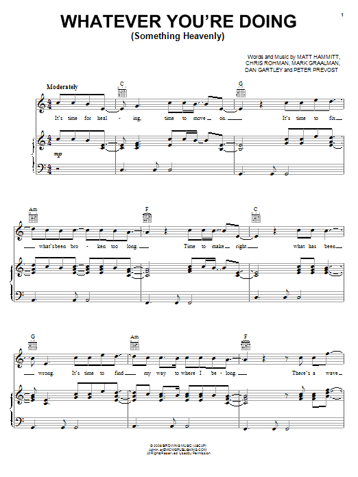 Sanctus Real Whatever You're Doing (Something Heavenly) Sheet Music Notes & Chords for Melody Line, Lyrics & Chords - Download or Print PDF
