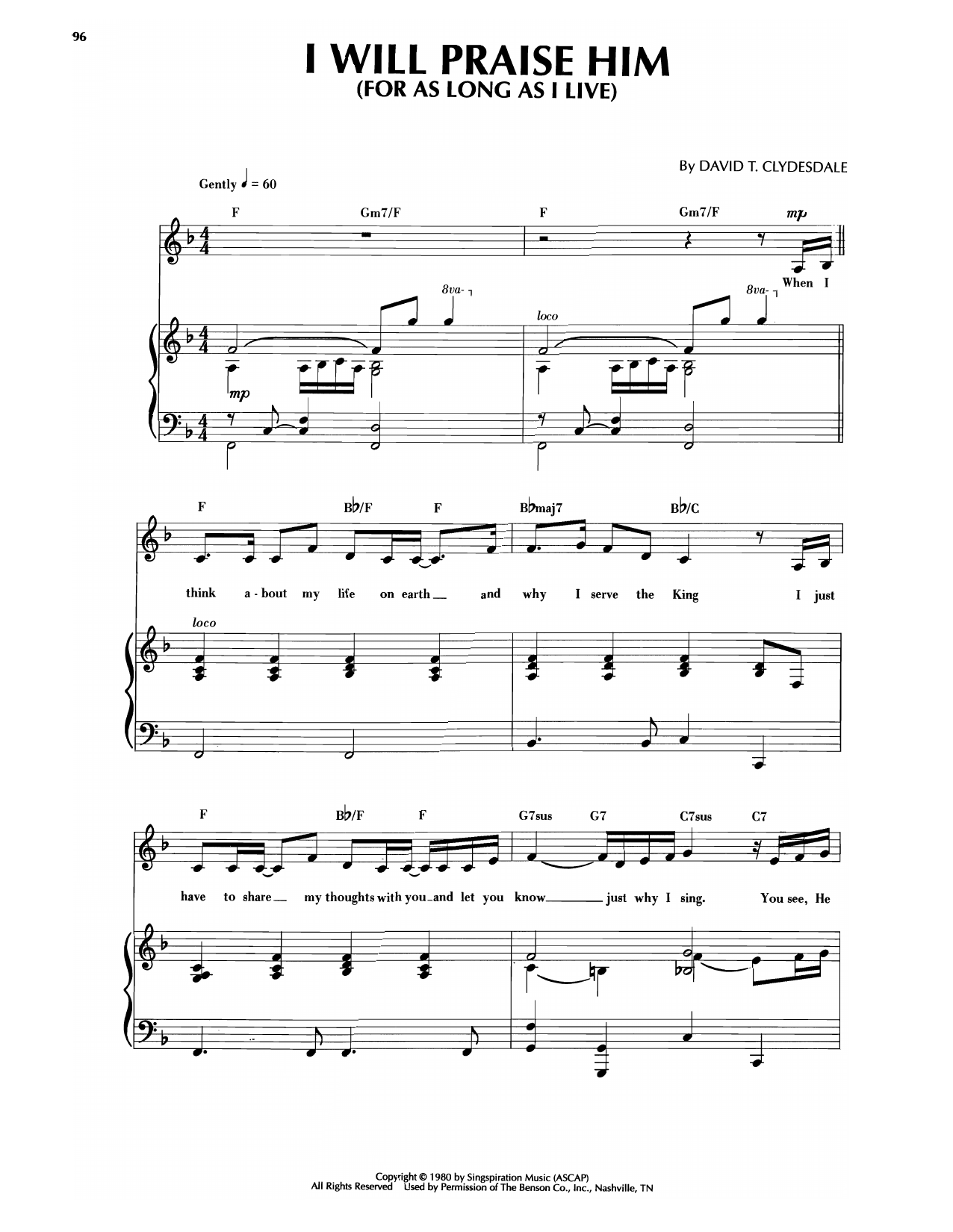 Sandi Patti I Will Praise Him Sheet Music Notes & Chords for Piano & Vocal - Download or Print PDF