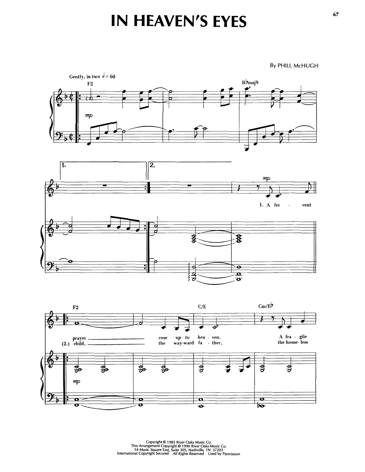 Sandi Patti In Heaven's Eyes Sheet Music Notes & Chords for Piano & Vocal - Download or Print PDF