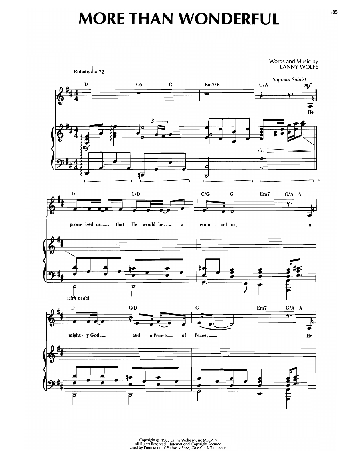 Sandi Patti More Than Wonderful Sheet Music Notes & Chords for Piano & Vocal - Download or Print PDF