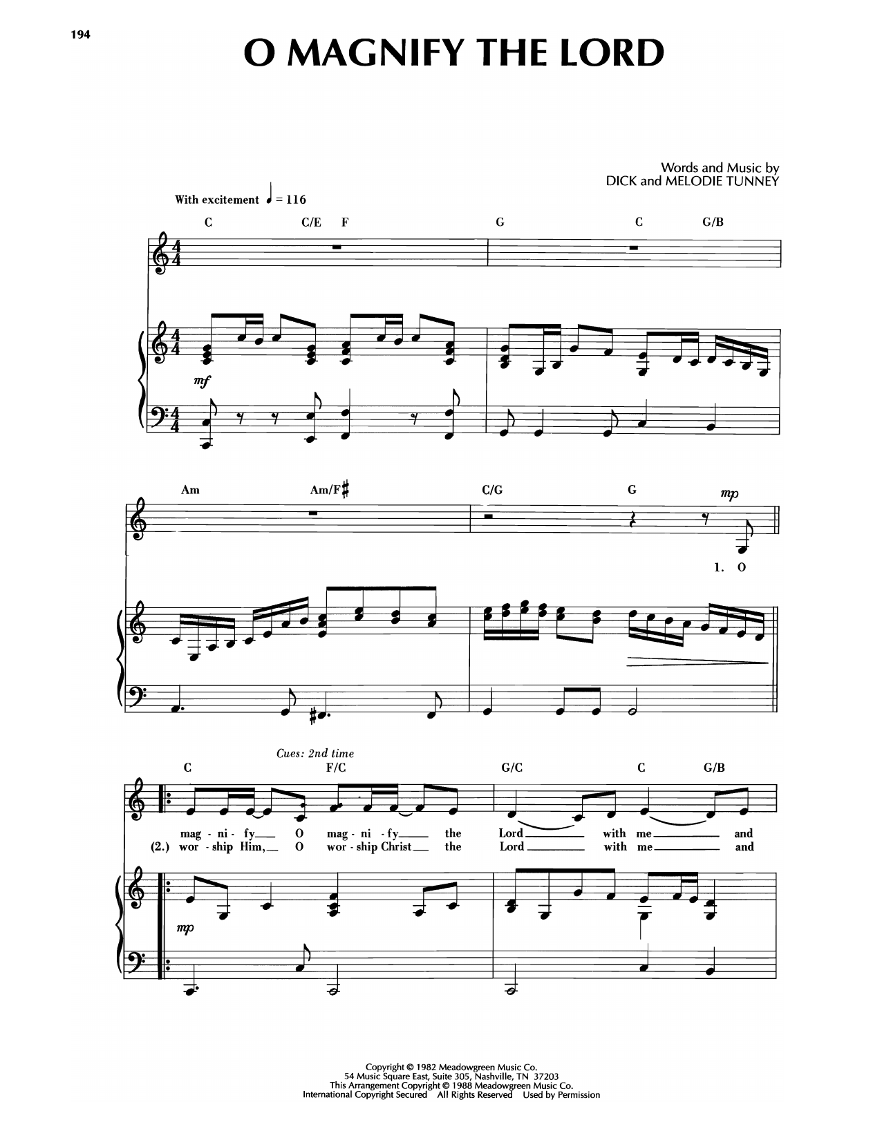 Sandi Patti O Magnify The Lord Sheet Music Notes & Chords for Piano & Vocal - Download or Print PDF