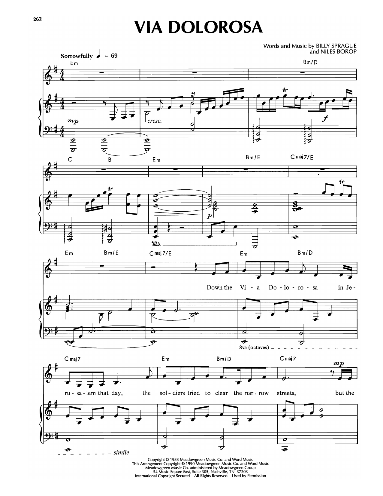Sandi Patti Via Dolorosa Sheet Music Notes & Chords for Piano & Vocal - Download or Print PDF