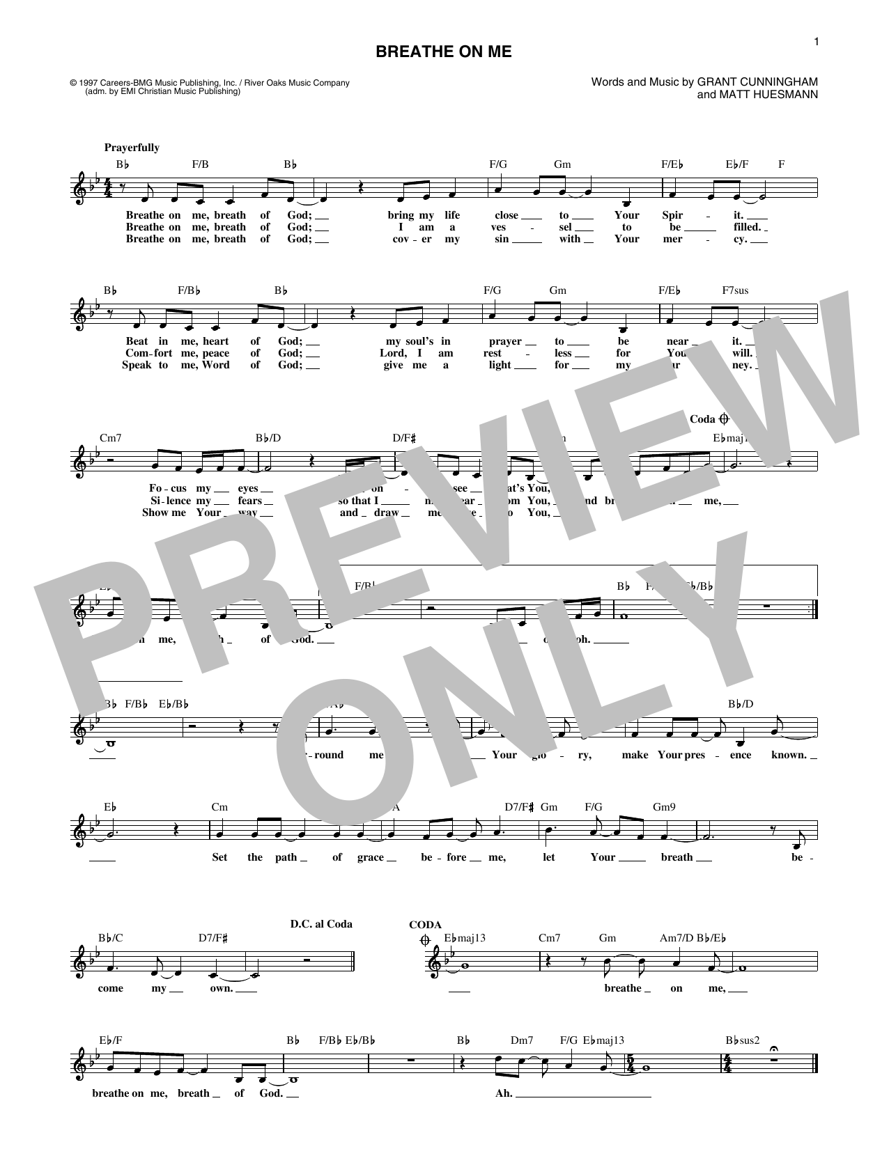 Sandi Patty Breathe On Me Sheet Music Notes & Chords for Lead Sheet / Fake Book - Download or Print PDF