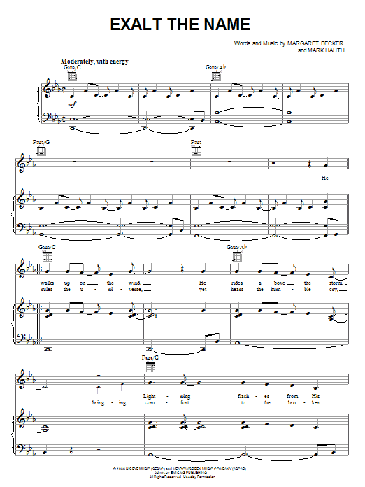 Sandi Patty Exalt The Name Sheet Music Notes & Chords for Piano, Vocal & Guitar (Right-Hand Melody) - Download or Print PDF