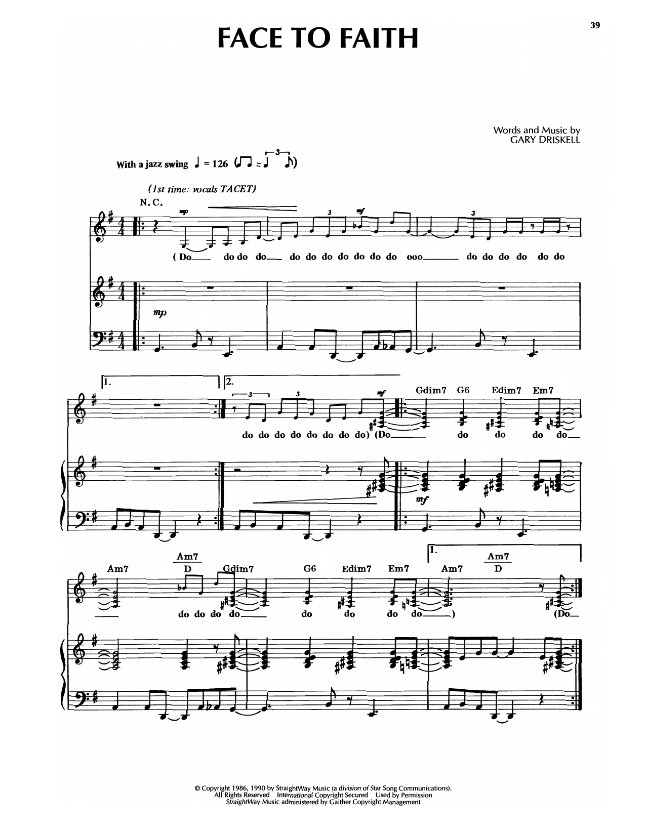 Sandi Patty Face To Faith Sheet Music Notes & Chords for Piano & Vocal - Download or Print PDF