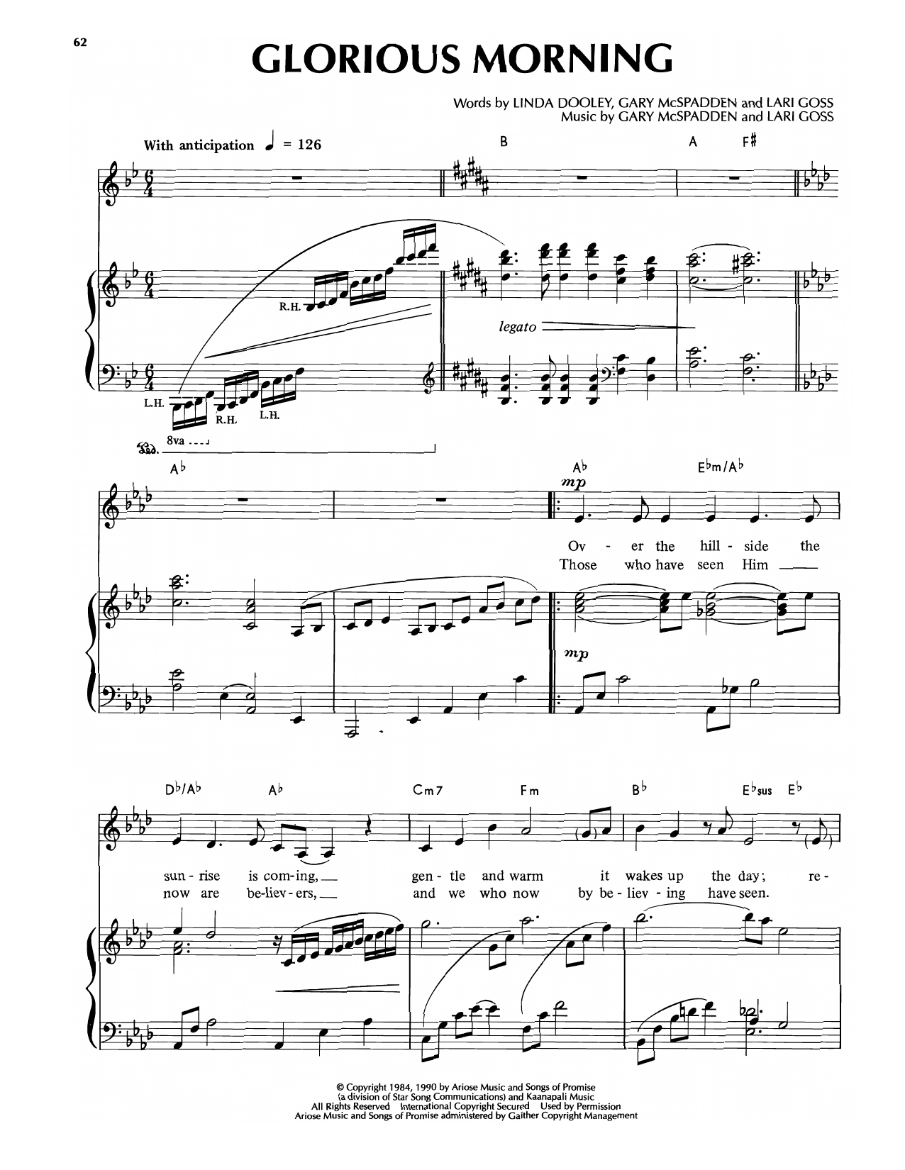 Sandi Patty Glorious Morning Sheet Music Notes & Chords for Piano & Vocal - Download or Print PDF
