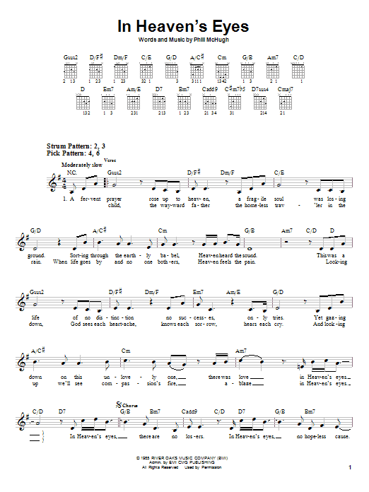 Sandi Patty In Heaven's Eyes Sheet Music Notes & Chords for Easy Guitar - Download or Print PDF