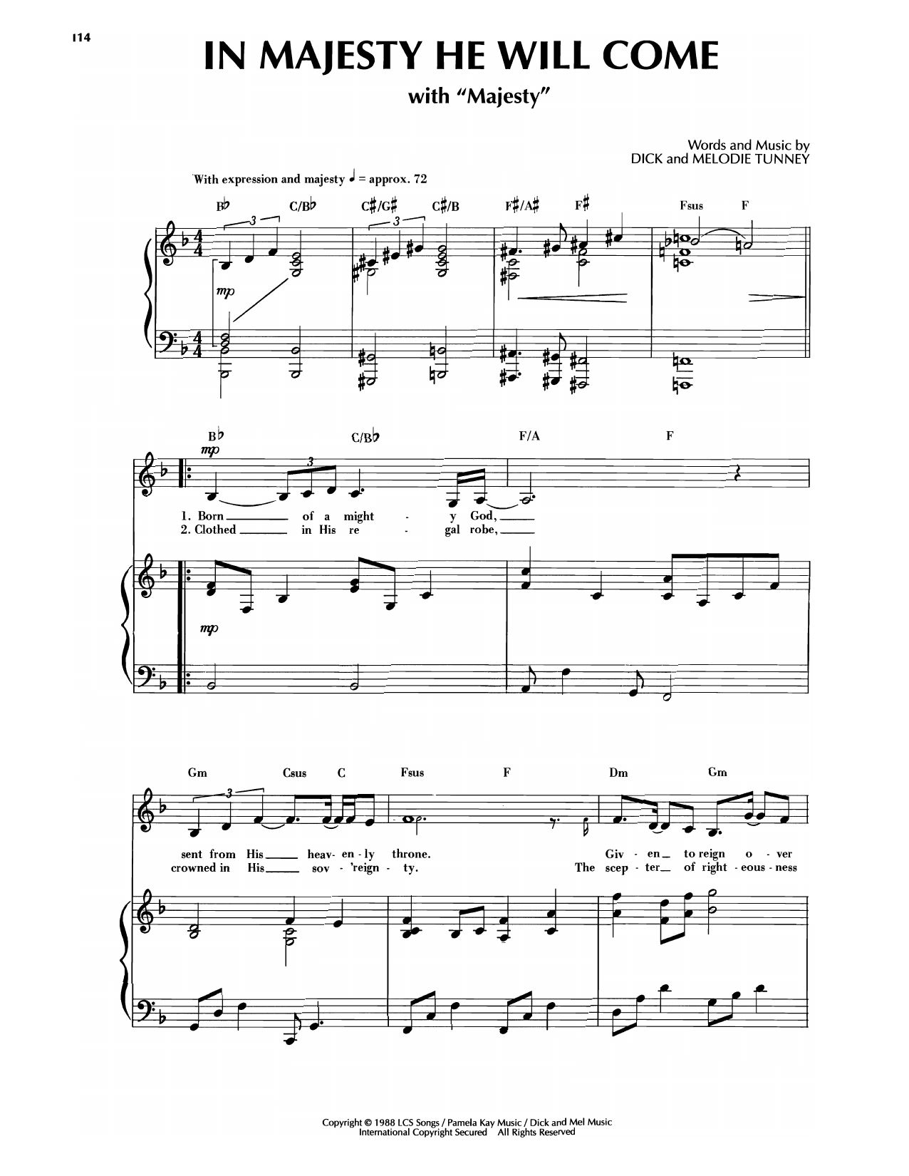 Sandi Patty In Majesty He Will Come Sheet Music Notes & Chords for Piano & Vocal - Download or Print PDF