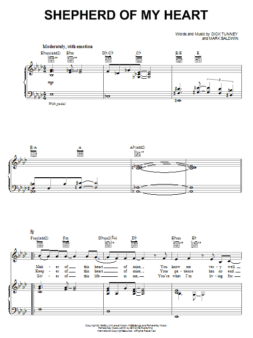 Sandi Patty Shepherd Of My Heart Sheet Music Notes & Chords for Piano, Vocal & Guitar (Right-Hand Melody) - Download or Print PDF