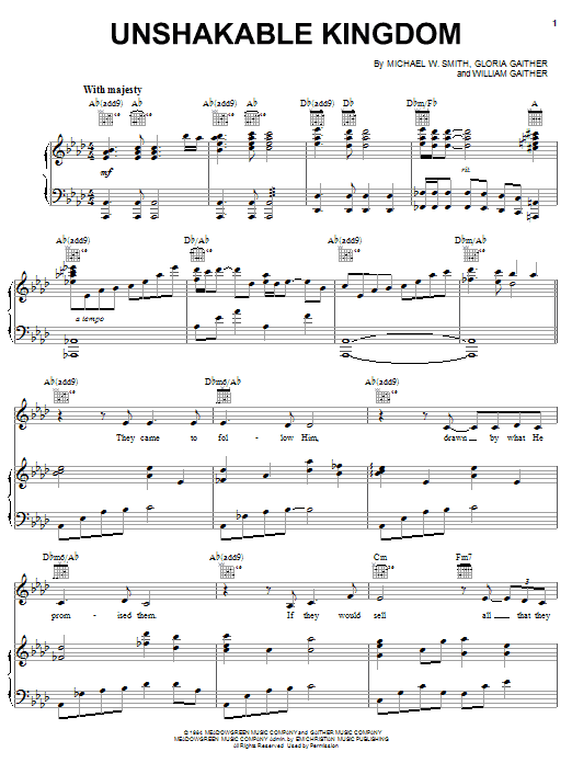 Michael W. Smith Unshakable Kingdom Sheet Music Notes & Chords for Piano, Vocal & Guitar (Right-Hand Melody) - Download or Print PDF