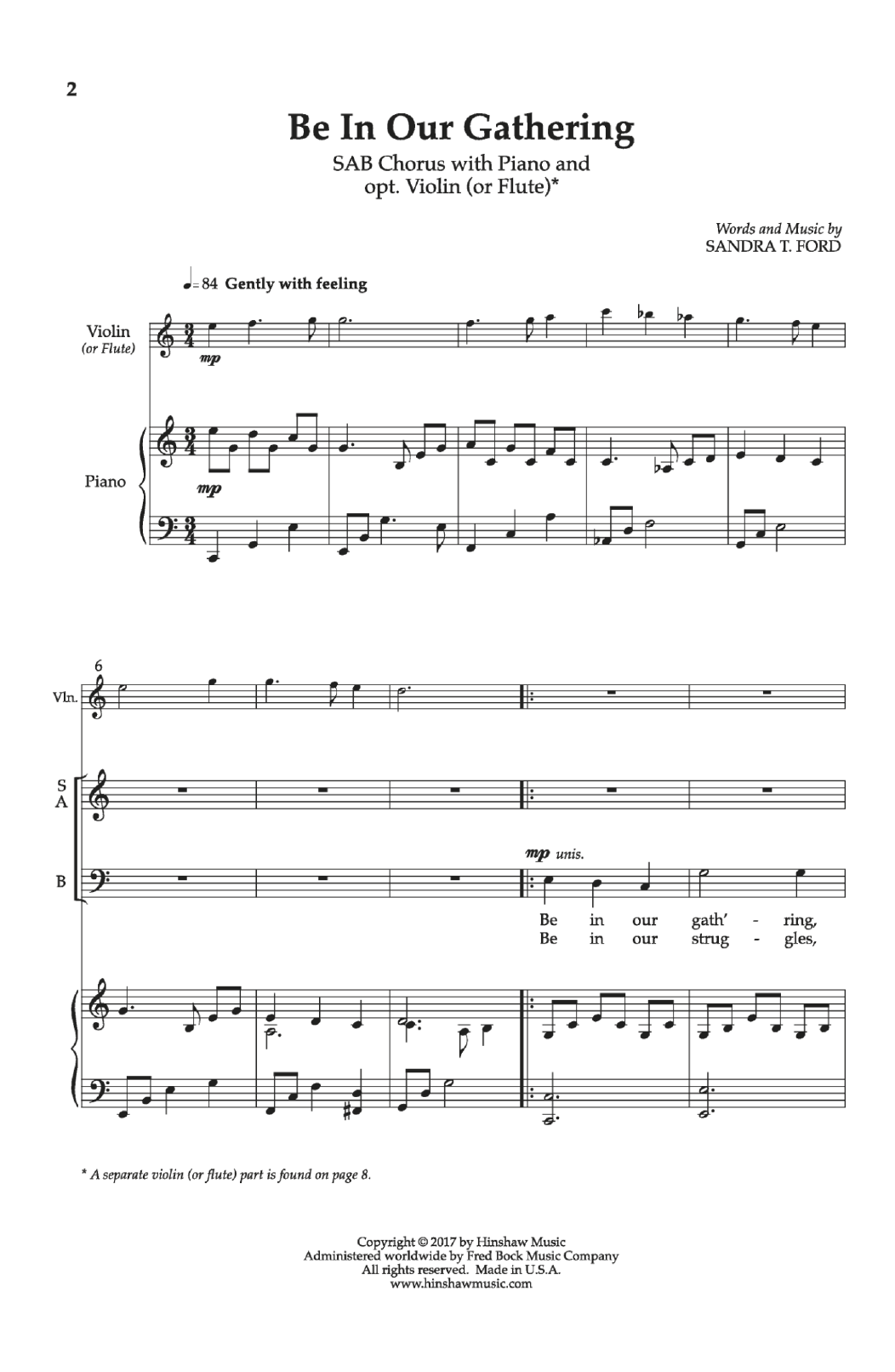 Sandra T. Ford Be in Our Gathering Sheet Music Notes & Chords for Choral - Download or Print PDF
