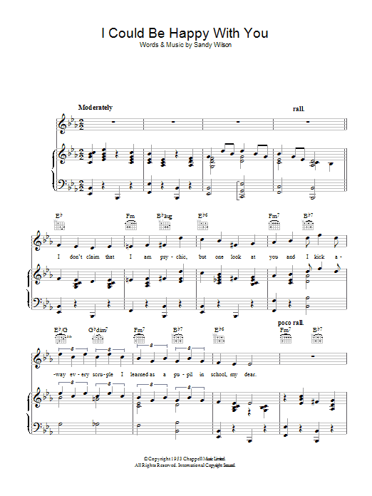 Sandy Wilson I Could Be Happy With You Sheet Music Notes & Chords for Piano & Vocal - Download or Print PDF
