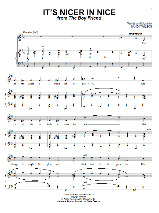 Sandy Wilson It's Nicer In Nice Sheet Music Notes & Chords for Piano & Vocal - Download or Print PDF