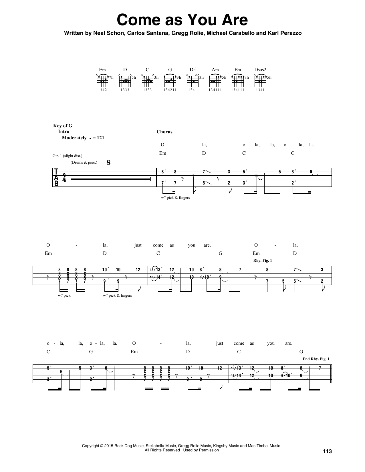 Santana Come As You Are Sheet Music Notes & Chords for Guitar Tab - Download or Print PDF
