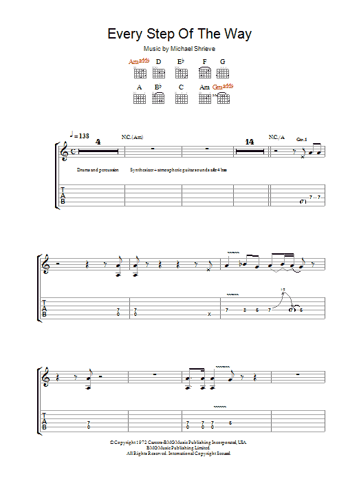 Santana Every Step Of The Way Sheet Music Notes & Chords for Guitar Tab - Download or Print PDF