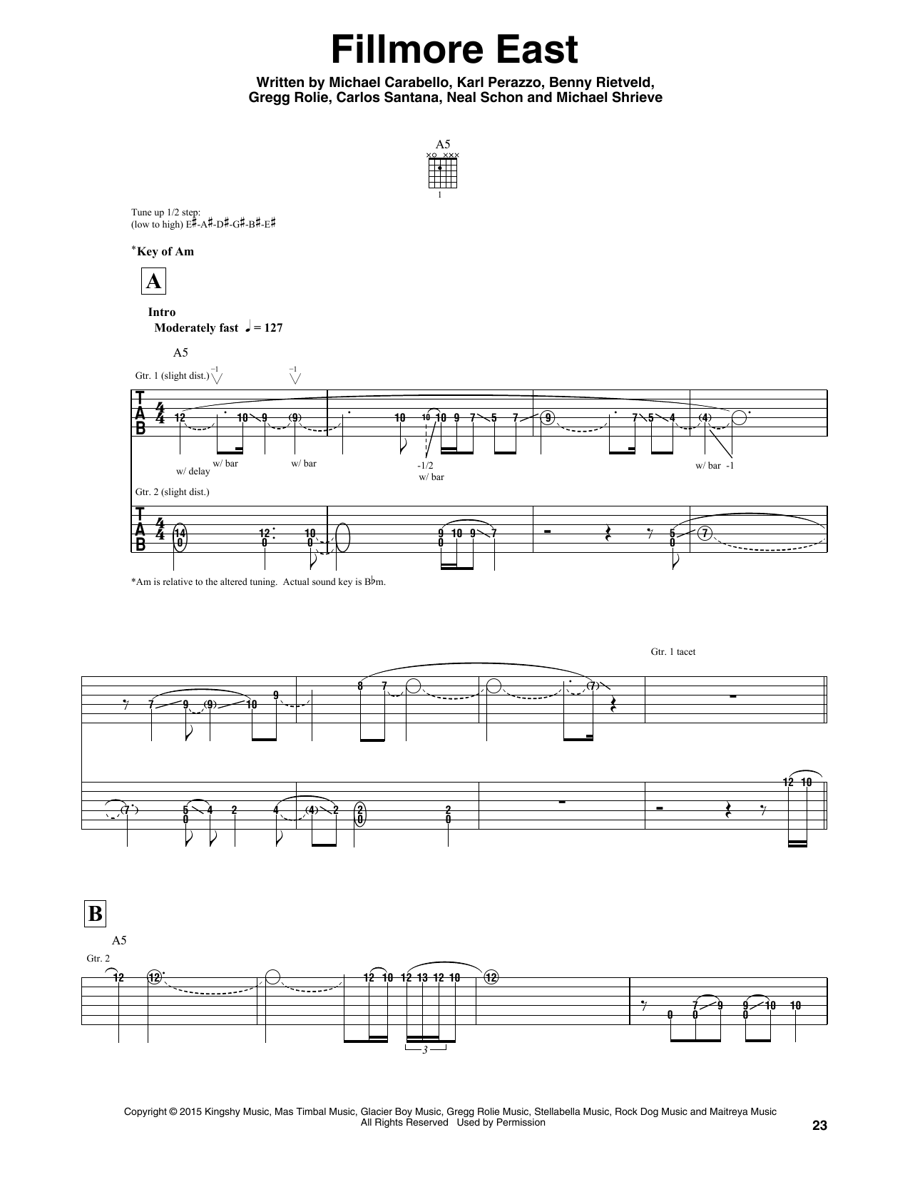 Santana Fillmore East Sheet Music Notes & Chords for Guitar Tab - Download or Print PDF