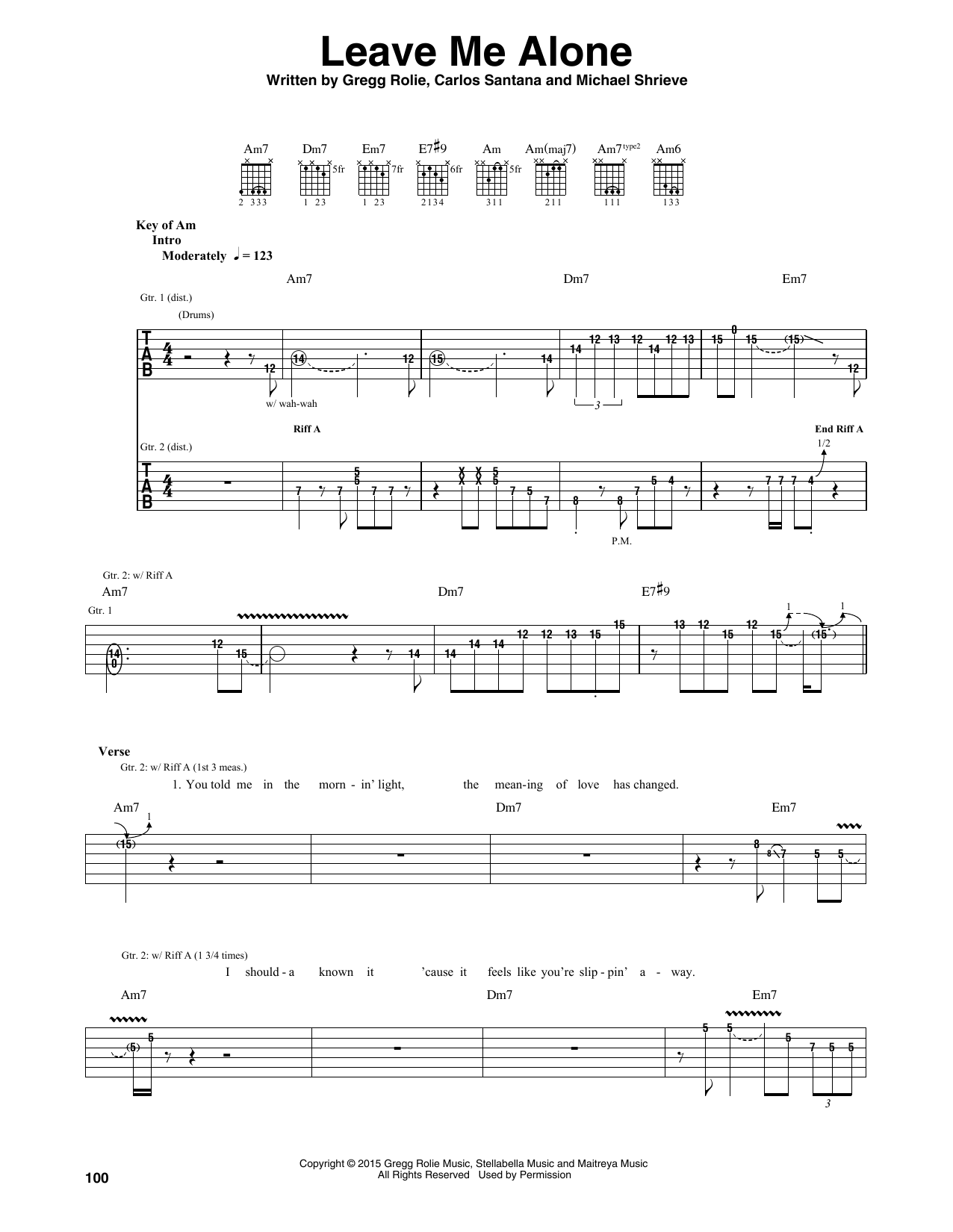 Santana Leave Me Alone Sheet Music Notes & Chords for Guitar Tab - Download or Print PDF