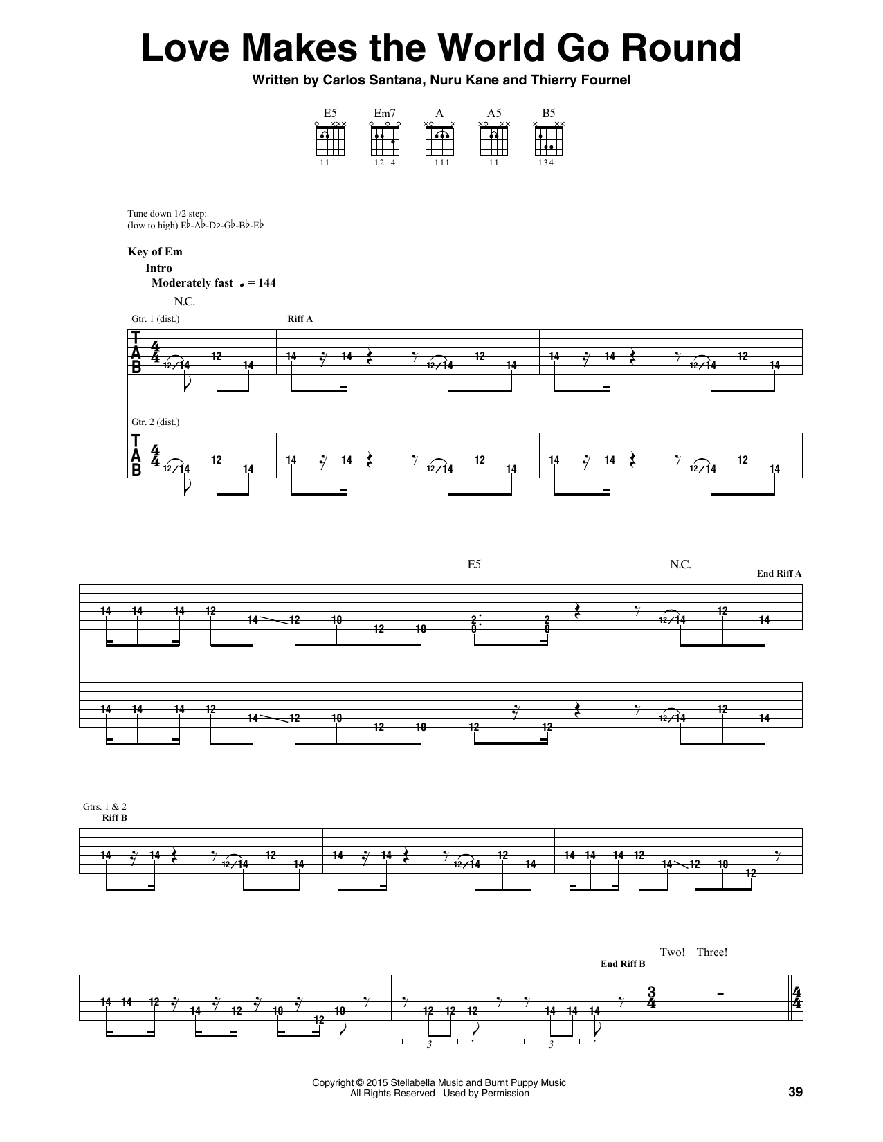 Santana Love Makes The World Go Round Sheet Music Notes & Chords for Guitar Tab - Download or Print PDF