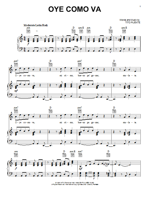 Santana Oye Como Va Sheet Music Notes & Chords for Flute - Download or Print PDF