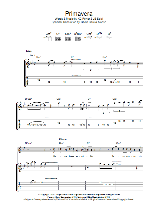 Santana Primavera Sheet Music Notes & Chords for Guitar Tab - Download or Print PDF
