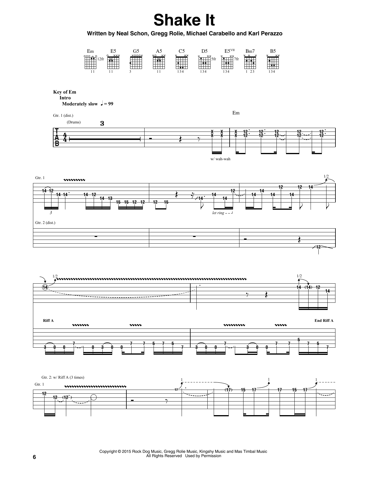 Santana Shake It Sheet Music Notes & Chords for Guitar Tab - Download or Print PDF