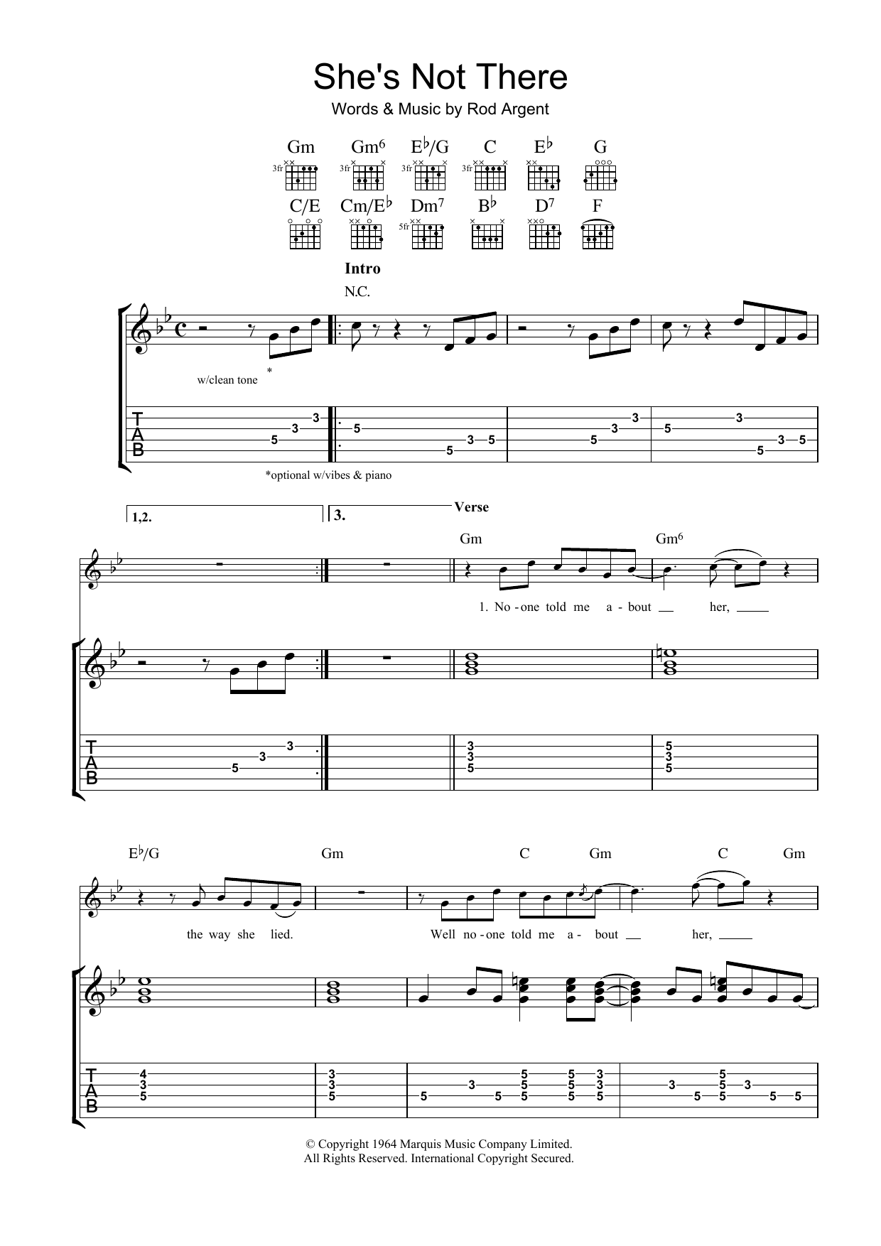 Santana She's Not There Sheet Music Notes & Chords for Guitar Tab - Download or Print PDF