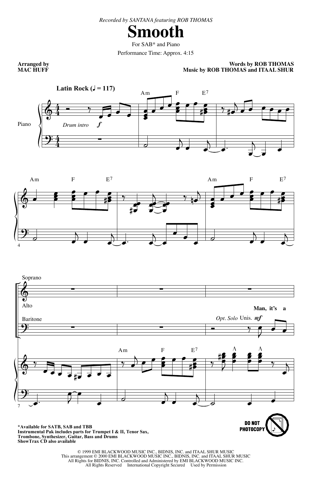 Santana Smooth (arr. Mac Huff) Sheet Music Notes & Chords for TBB Choir - Download or Print PDF