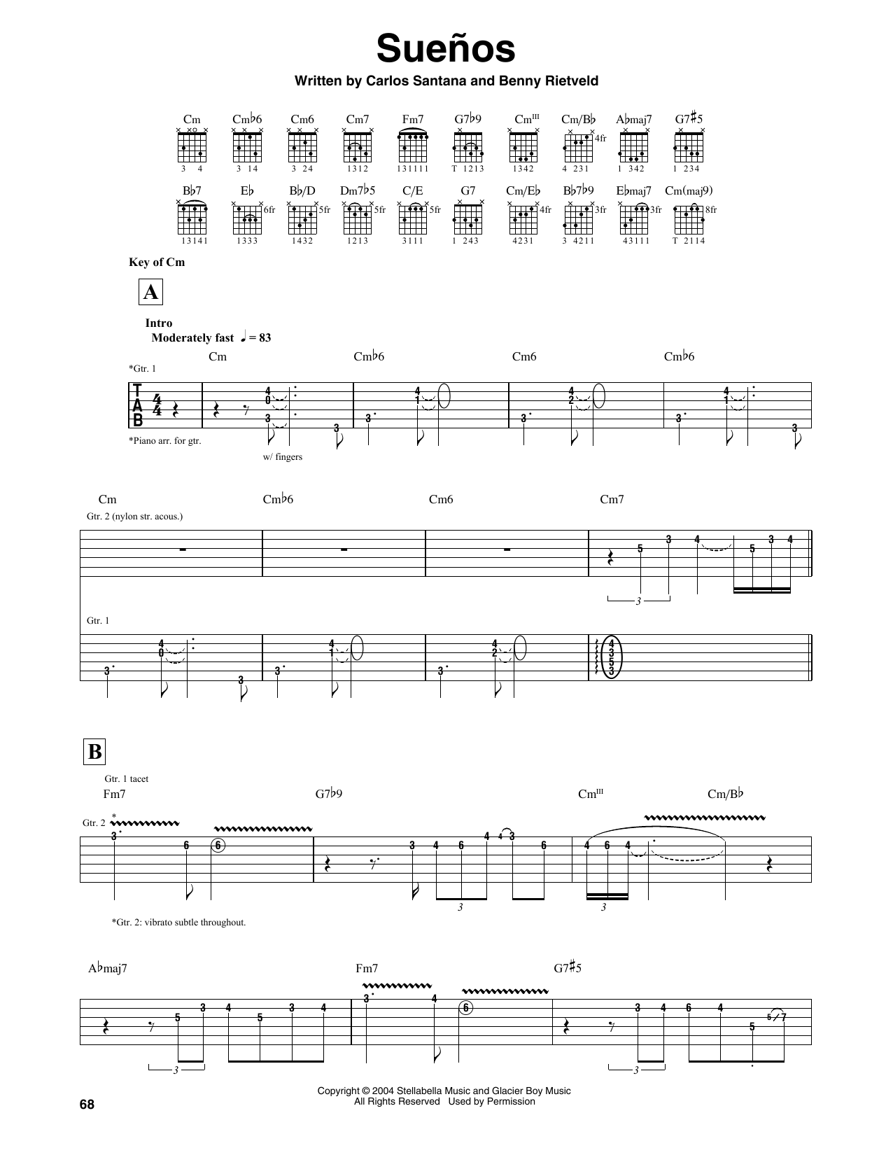 Santana Suenos Sheet Music Notes & Chords for Guitar Tab - Download or Print PDF