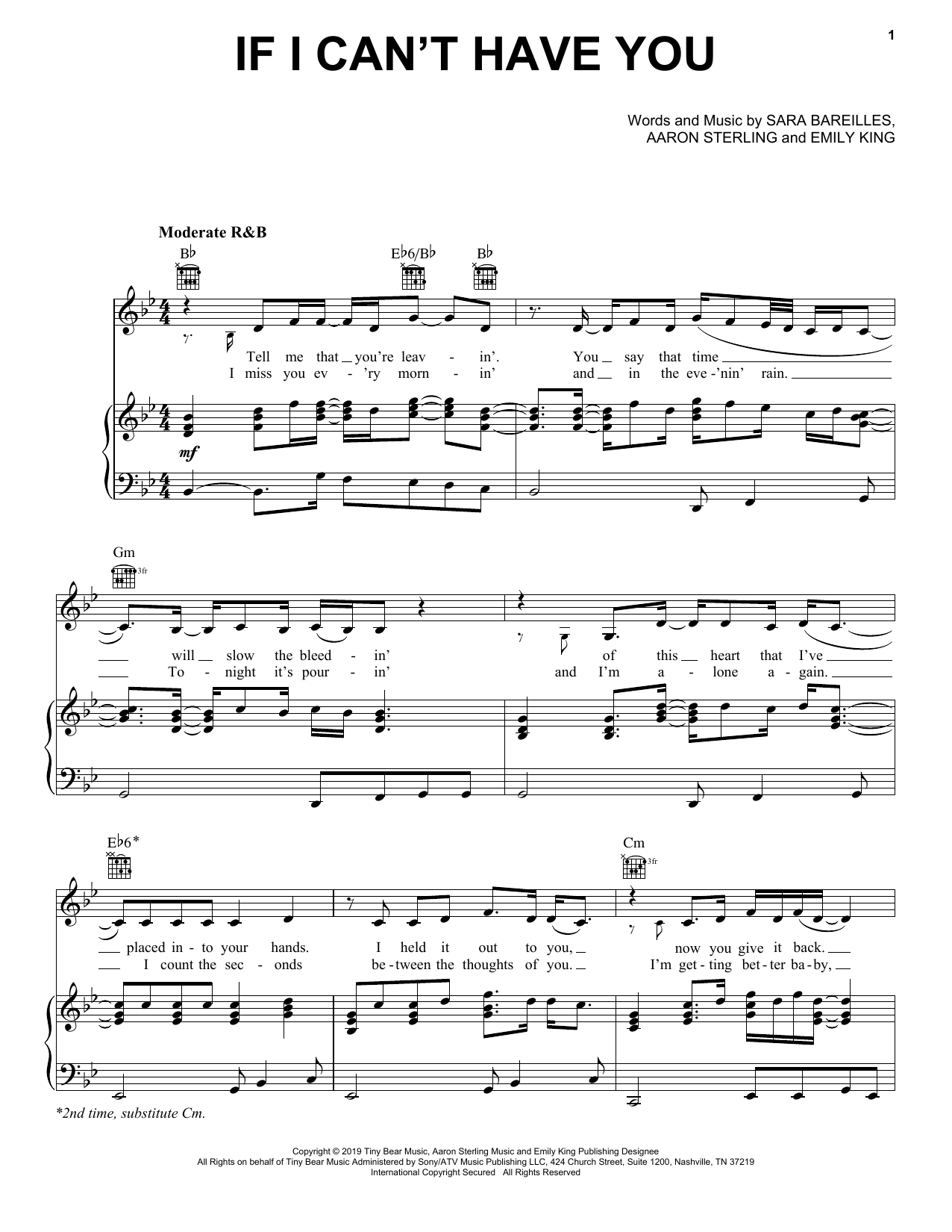 Sara Bareilles If I Can't Have You Sheet Music Notes & Chords for Piano, Vocal & Guitar (Right-Hand Melody) - Download or Print PDF