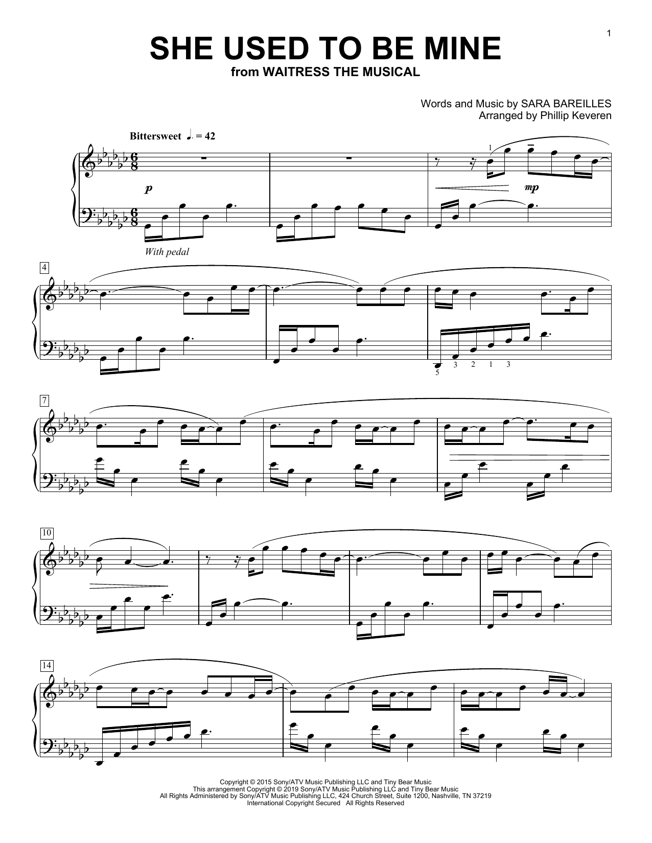Sara Bareilles She Used To Be Mine [Classical version] (from Waitress) (arr. Phillip Keveren) Sheet Music Notes & Chords for Piano Solo - Download or Print PDF