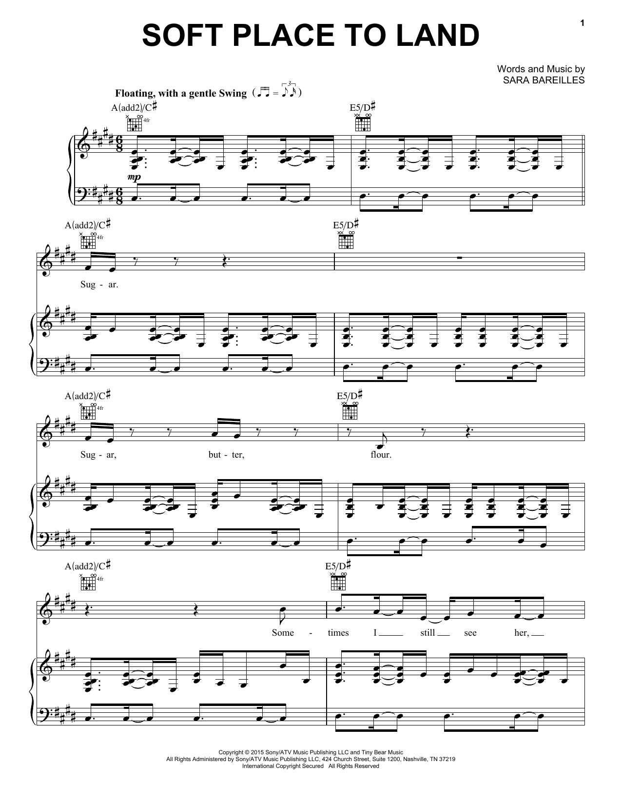 Sara Bareilles Soft Place To Land (from Waitress The Musical) Sheet Music Notes & Chords for Easy Piano - Download or Print PDF