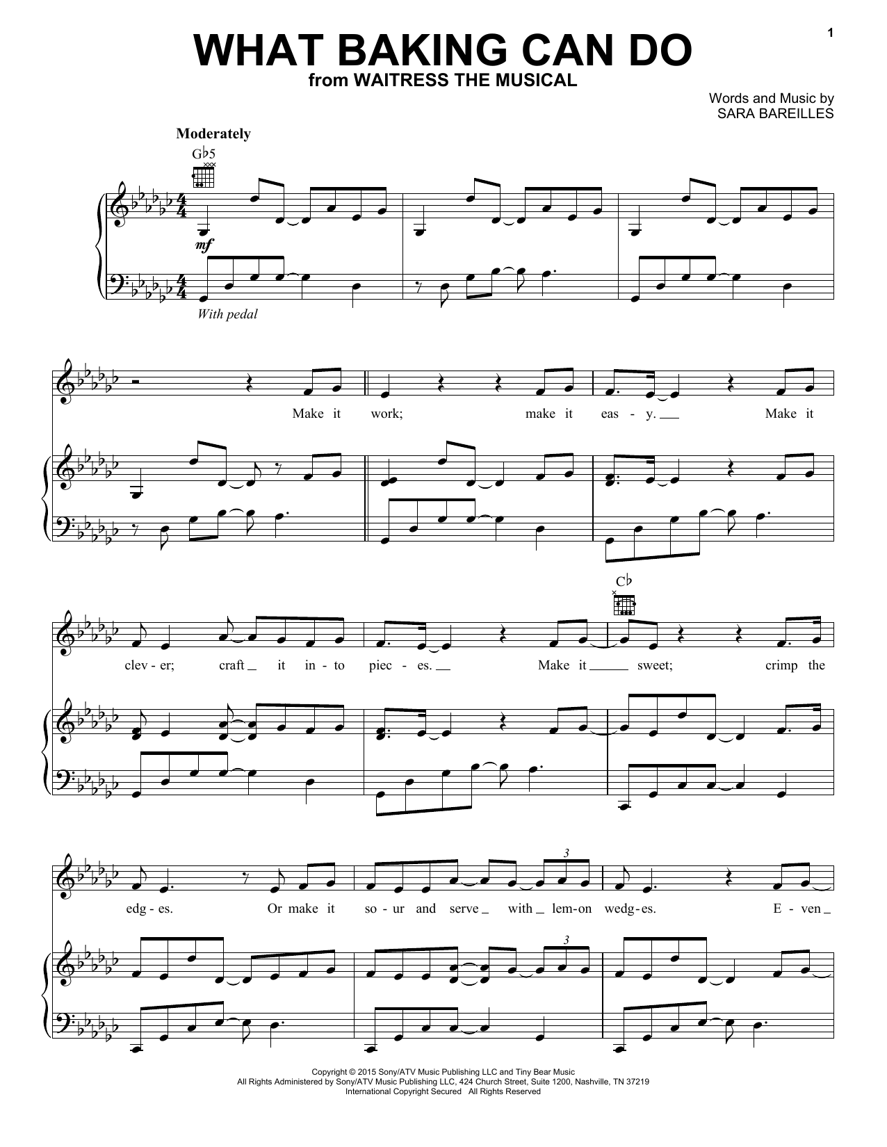 Sara Bareilles What Baking Can Do (from Waitress The Musical) Sheet Music Notes & Chords for Piano & Vocal - Download or Print PDF