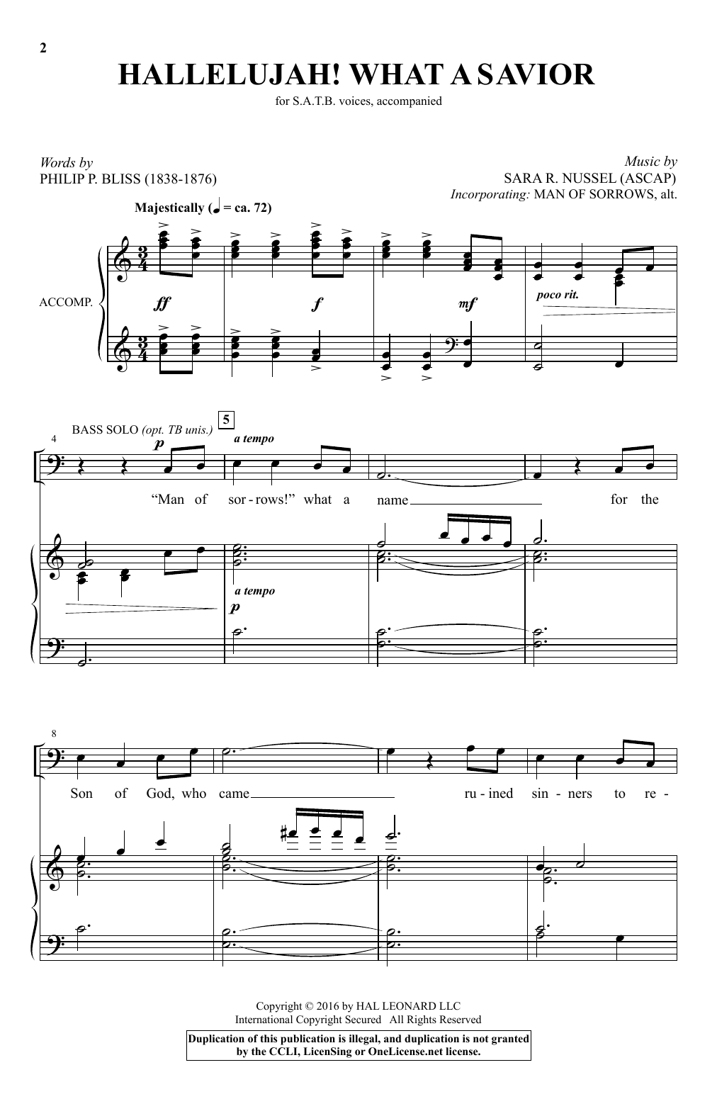 Sara R. Nussel Hallelujah! What A Savior Sheet Music Notes & Chords for SATB - Download or Print PDF