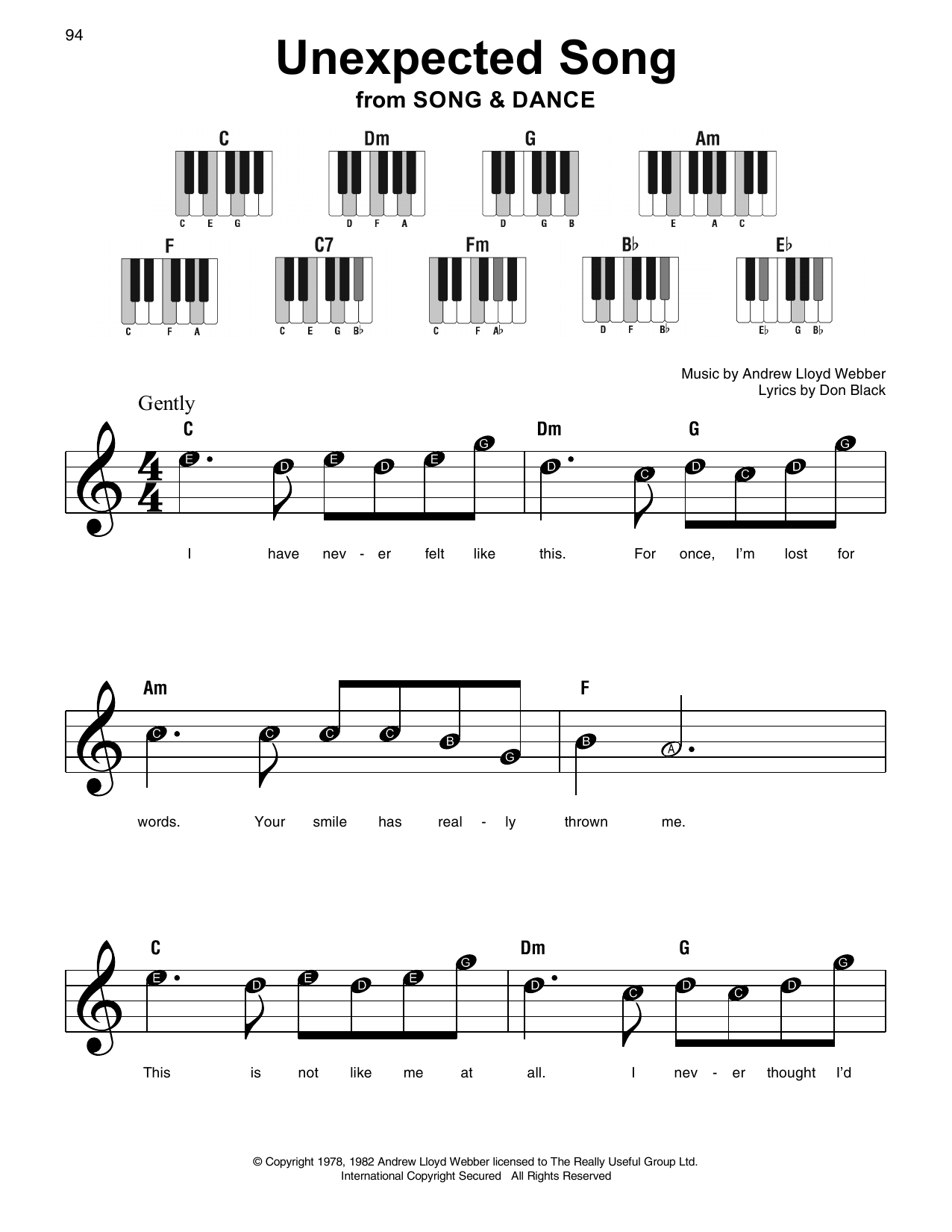 Sarah Brightman Unexpected Song (from Song & Dance) Sheet Music Notes & Chords for Super Easy Piano - Download or Print PDF