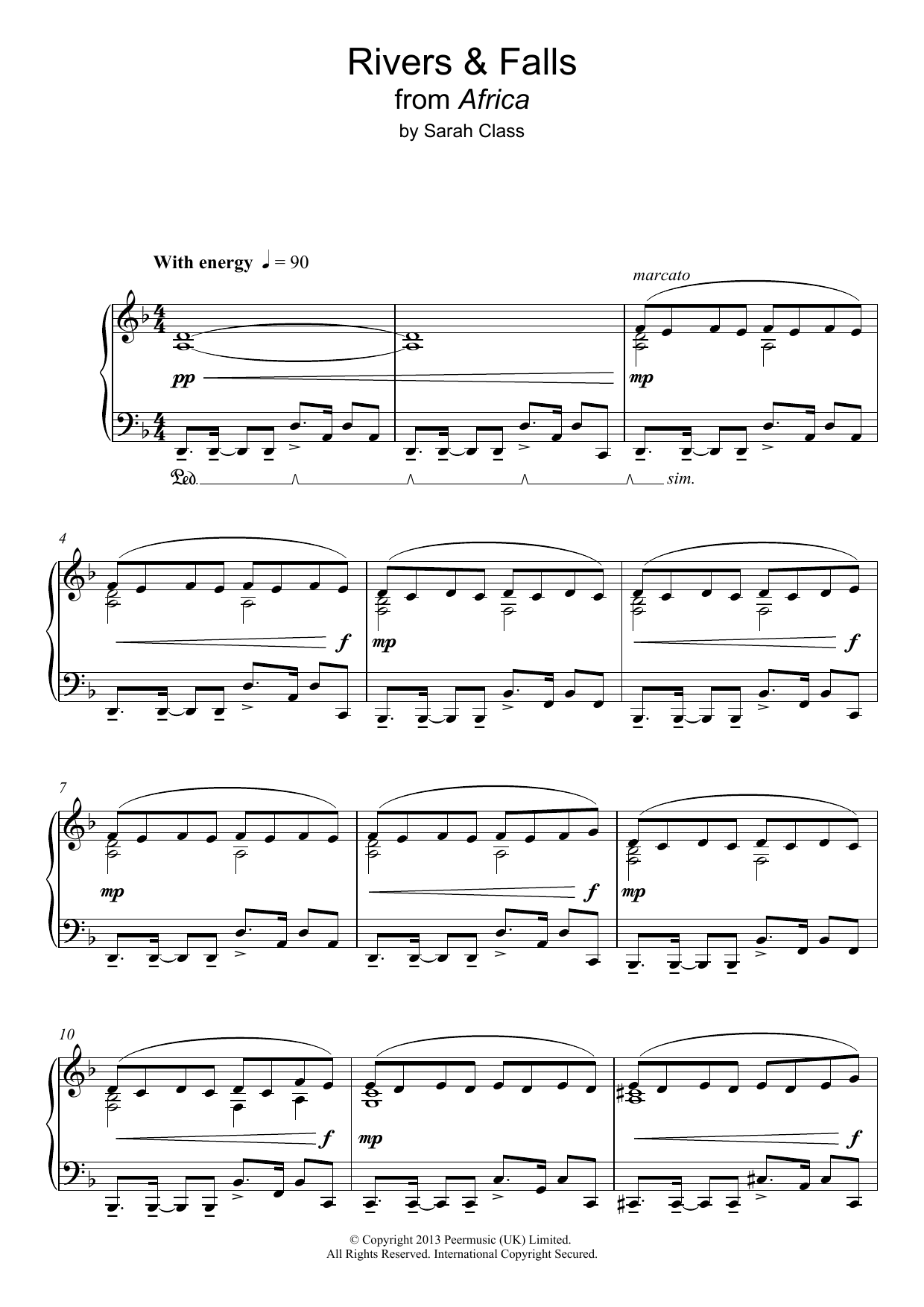 Sarah Class River & Falls Sheet Music Notes & Chords for Piano - Download or Print PDF