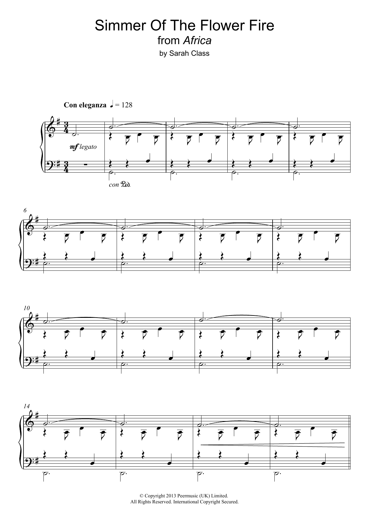 Sarah Class Simmer Of The Flower Fire Sheet Music Notes & Chords for Piano - Download or Print PDF