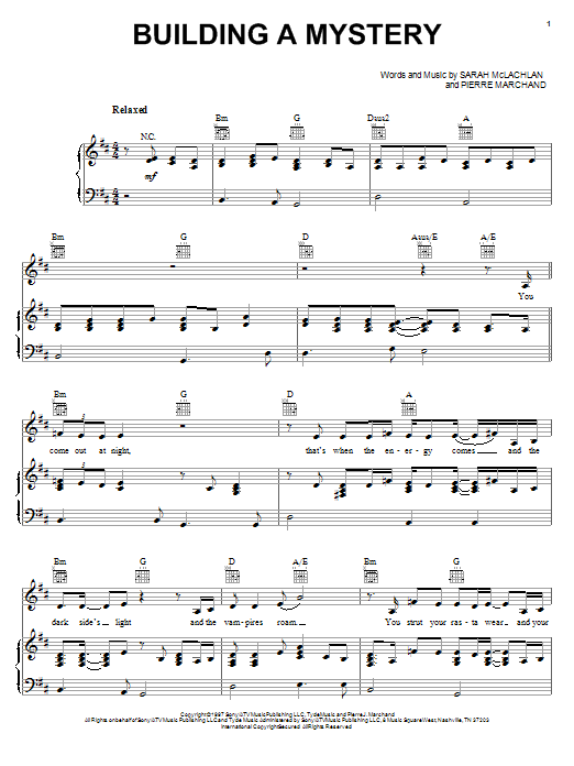 Sarah McLachlan Building A Mystery Sheet Music Notes & Chords for Voice - Download or Print PDF