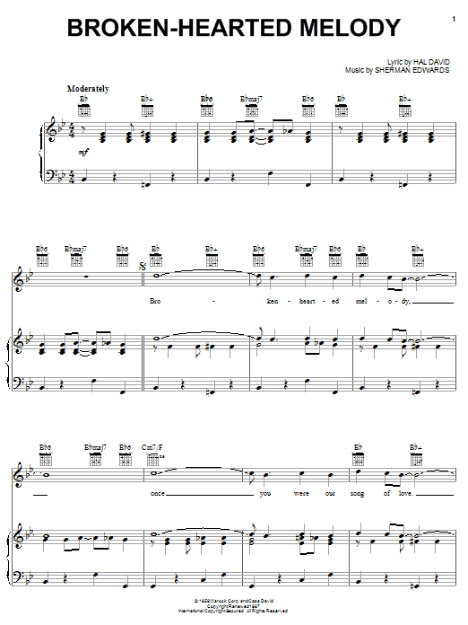 Sarah Vaughan Broken-Hearted Melody Sheet Music Notes & Chords for Piano, Vocal & Guitar (Right-Hand Melody) - Download or Print PDF