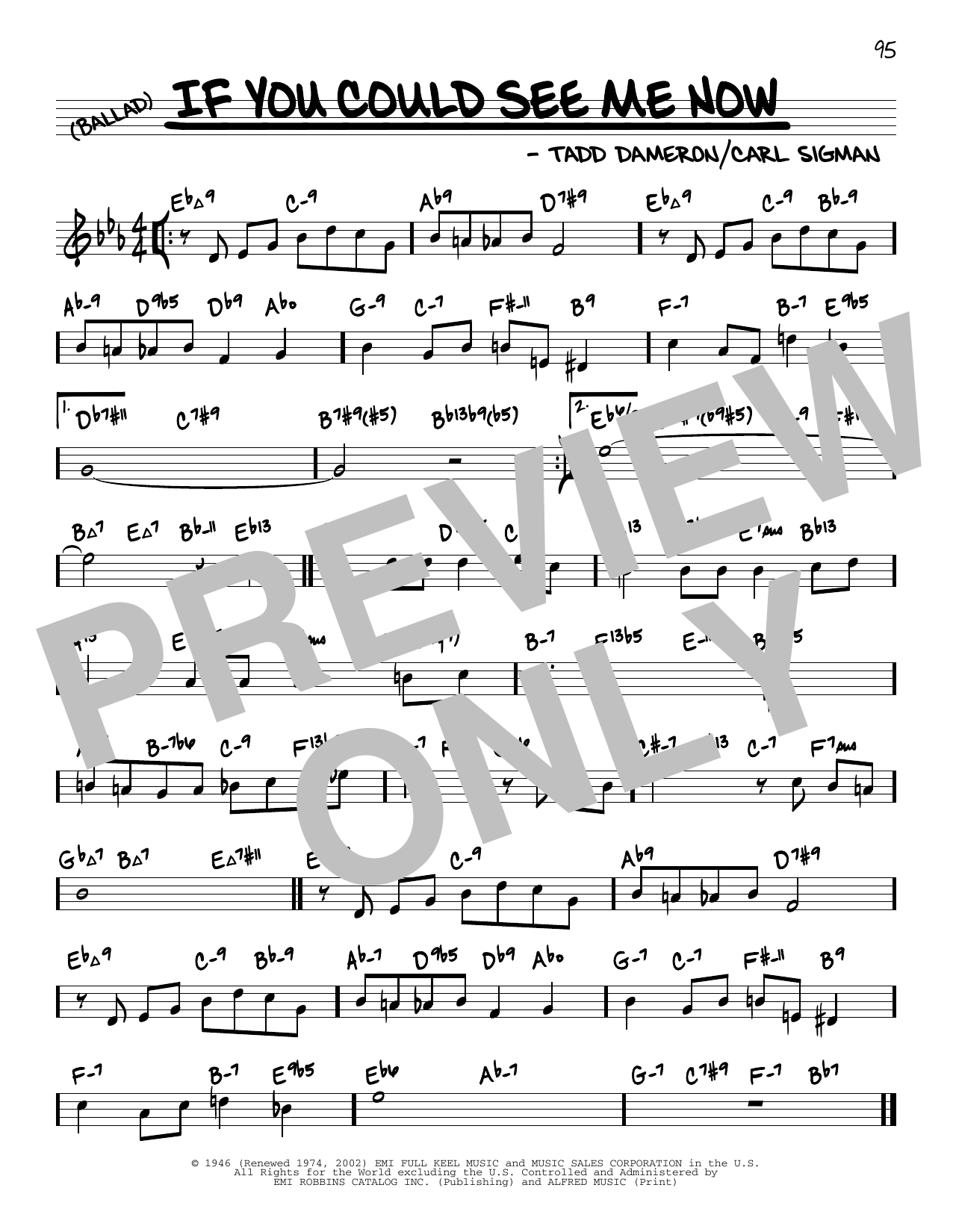 Sarah Vaughan If You Could See Me Now (arr. David Hazeltine) Sheet Music Notes & Chords for Real Book – Enhanced Chords - Download or Print PDF